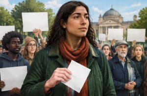 KI-generierte Illustration zum Thema: Warum wählen Menschen Protest? Ursachen aus der Forschung